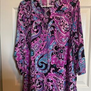 Scarlett Pink and Purple Graphic 3/4 Sleeve Blouse
